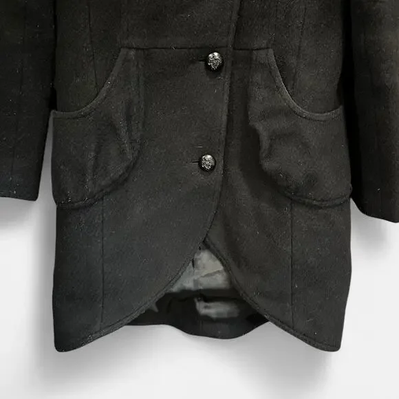 Mackage Black Wool Blend Funnel Neck Peacoat Minimalist Quiet Luxury Medium - Picture 11 of 16